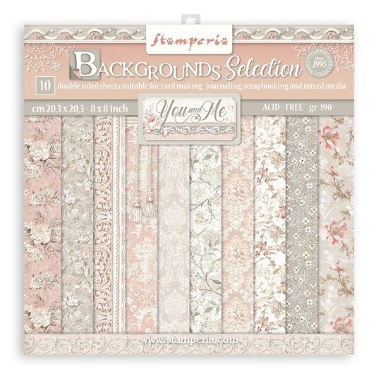 Stamperia Backgrounds Double-Sided Paper Pad 8"X8" 10/Pkg-You And Me, 10 Designs/1 Each